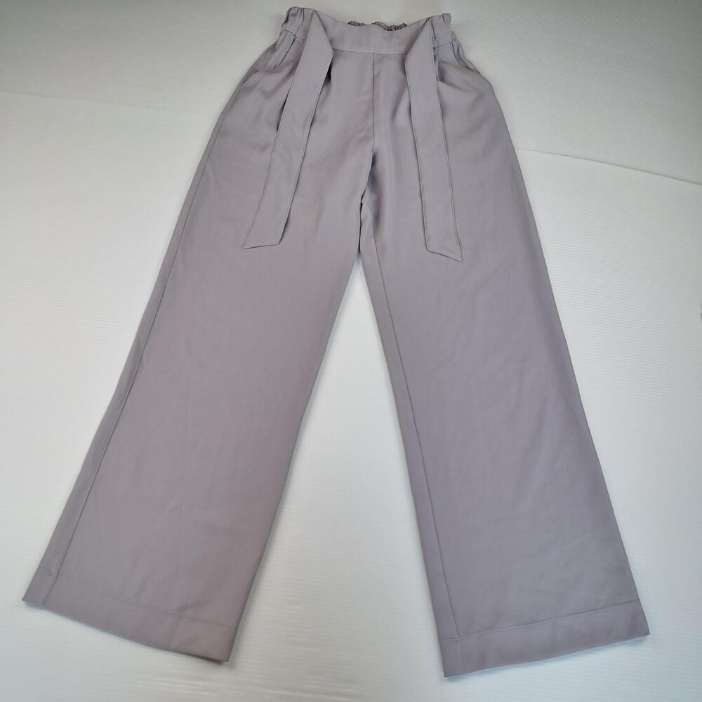 Lululemon Pants Womens 4 Gray High Rise Noir Wide Leg Belted Pull On Career